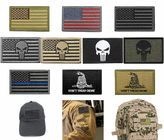 Custom Military Embroidered Badges / Twill Fabric Velcro Hat Patches