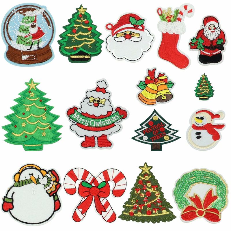 Christmas Iron On Embroidered Sew On Badges Washable With Soft Ultrasonic Cut